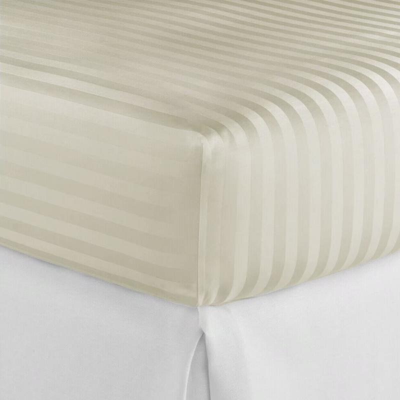 White Stripe Fitted Sheet King Size – Soft Polycotton Satin Stripe, Breathable & Wrinkle-Free Bed Sheet, Hotel Quality Bedding 8