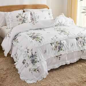 Floral Pattern Bedding Set, 1 Count Bedspread & 1/2 Counts Pillowcase without Filler, Soft Comfortable Breathable Bedding Set for Home Bedroom, Duvet Cover Sets