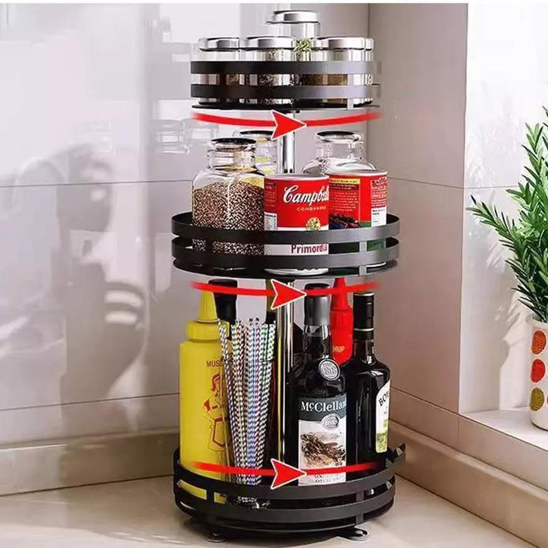 Metal 3 Tier 360° Rotating Spice Rack Organizer for Kitchen Jars - Canister 3