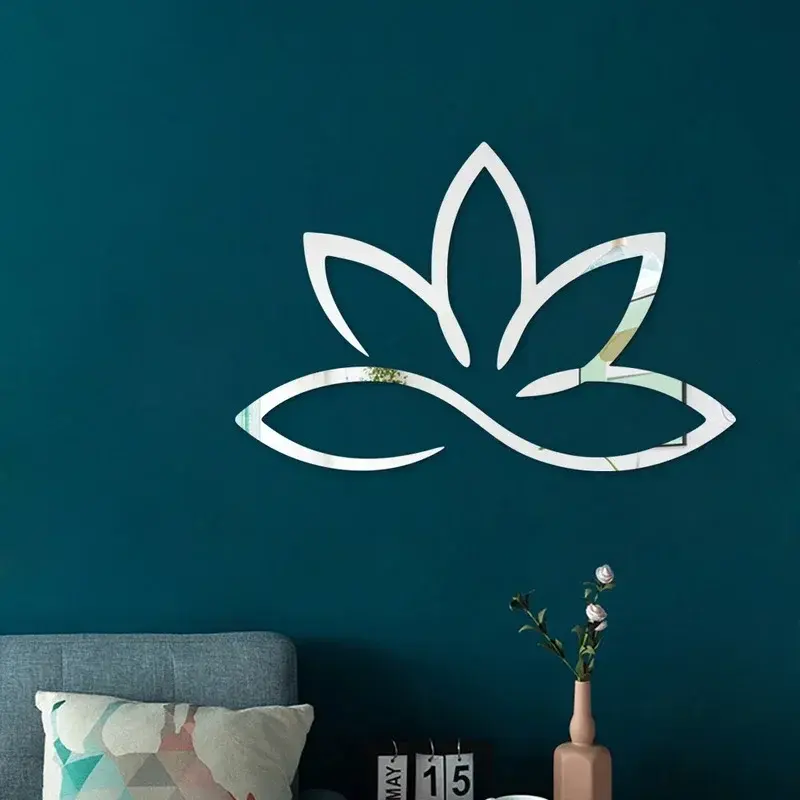 1pc Lotus 3D Acrylic Mirror Wall Sticker Removable Art Mural Stickers For Living Room Bedroom 4
