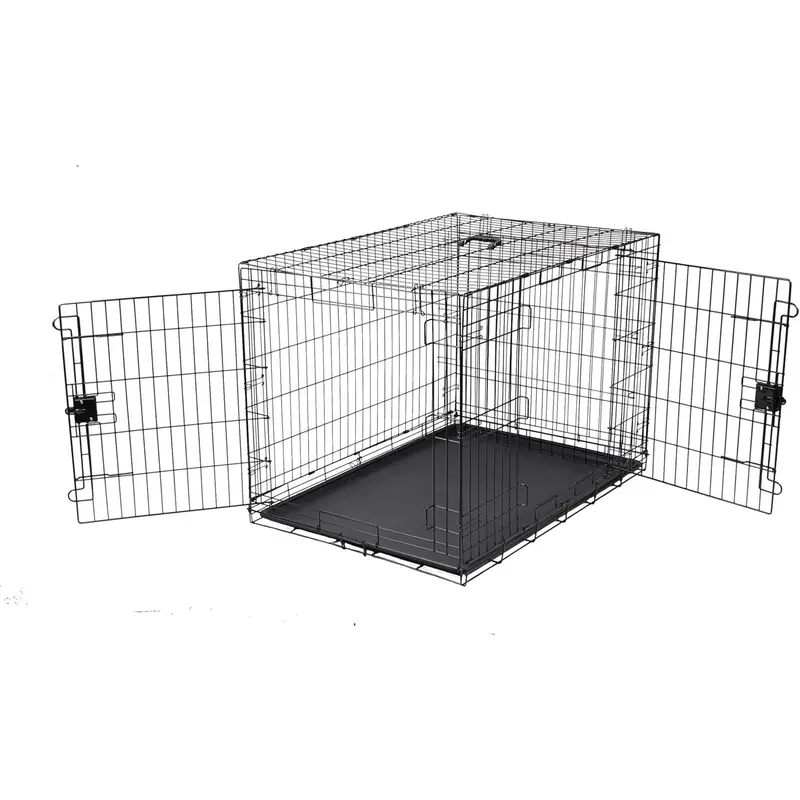 Amazon Basics XL Metal Dog Crate/Cage with Tray, Durable and Foldable Dog Cage with Double Door, Black, Extra Large 107cm (42") 0
