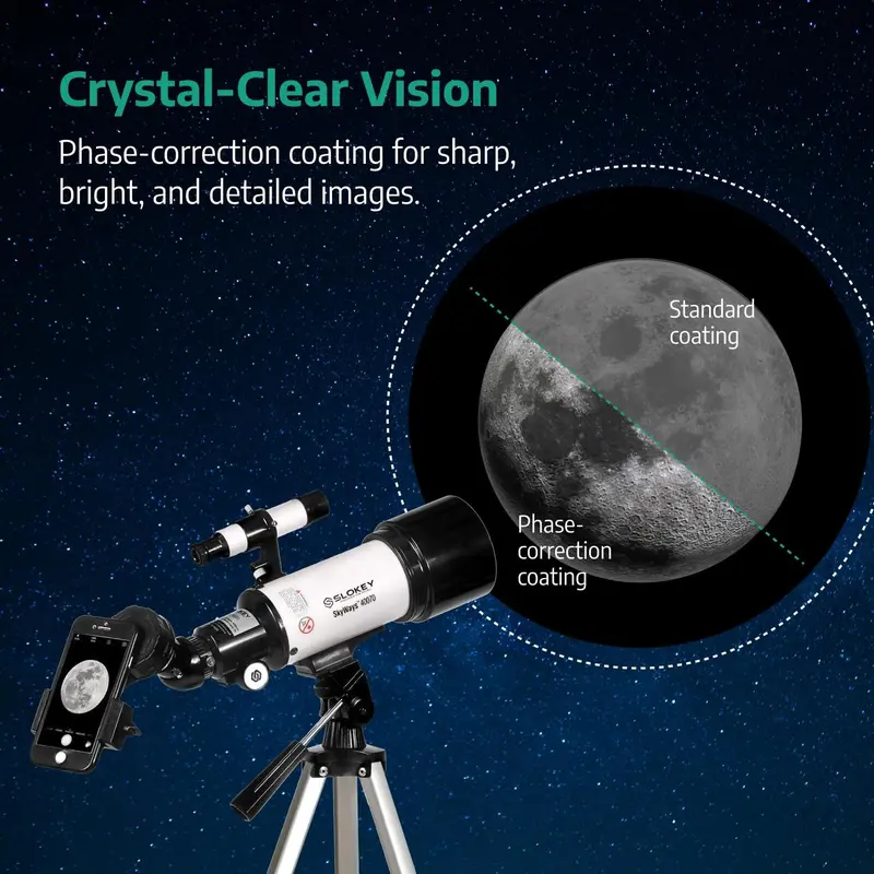Slokey Telescope 40070 - Astronomy Scope with 16x-120x Magnification for Kids and Adults - Includes 2 Eyepieces, 3x Barlow Lens, Tripod, Phone Adapter - View the Moon, Planets, Stars - 21x13x49 cm inverter power  saver  device elko portable station 7
