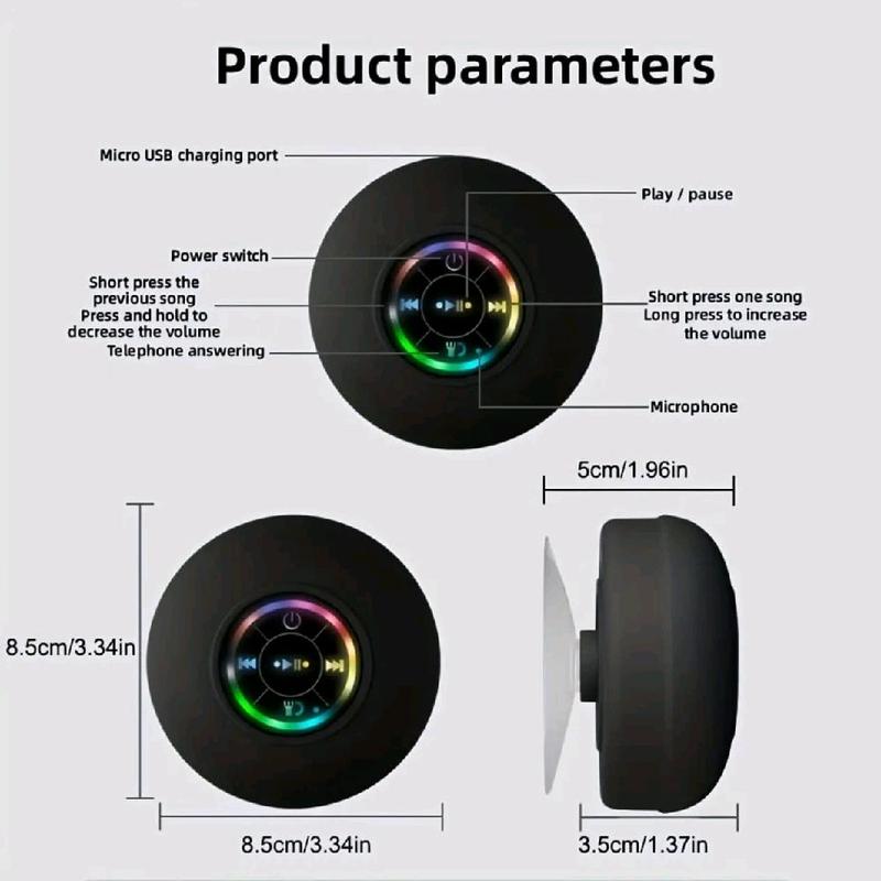 Mini Waterproof Bluetooth Speaker with LED Lights & Deep Bass - Wireless & Portable for Music Lovers on the Go - Audio 3