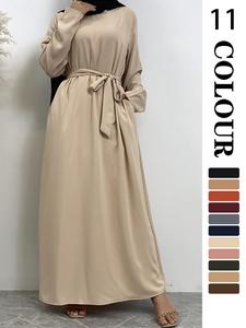 Arabic Clothing-women's Solid Dress, Dresses for Women, Abayas for Eid, Autumn Dresses, Closed Abaya, Modest Fashion Belted Zipper Arabian Islamic Dress, Muslim Clothing, Modest Clothes, Thobe, Long Sleeve Dresses