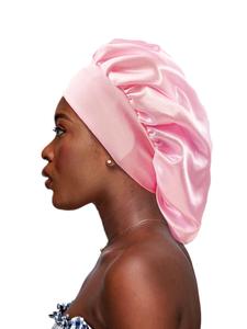 Women's Solid Color Silk Bonnet For Sleeping, Elastic Wide Edge Hair Protection Adjustable Satin Bonnet For Daily Life