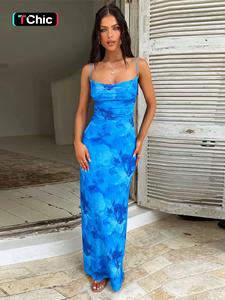 Women's Rose Print Ruched Lace Up Backless Cami Dress, Casual Lightweight Elegant Sleeveless Spaghetti Strap Bodycon Long Dress for Summer, Fashion Women's Dress for Beach Holiday, Sun Dresses, Summer Dresses, Womenswear, Elegant Dress Women, Bruch Dress