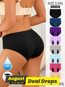 Women's Colorblock Seamless Period Panty, Soft Comfy Breathable Casual Leakproof Knicker for Daily Wear, Multicolor Underwear for Women