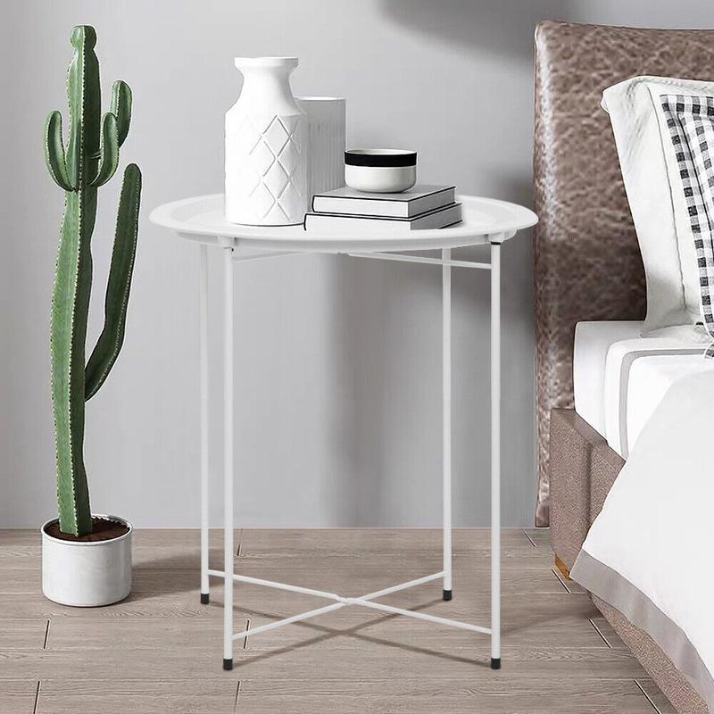 Butlers Tray Table Top Side Table Foldable Living Room White Grey - Stylish and Multi-functional Table for Indoor Use 7
