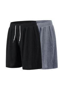 Men's Solid Corduroy Drawstring Waist Shorts, Casual Loose Fit Shorts for Summer, Breathable Men's Bottoms for Daily Wear