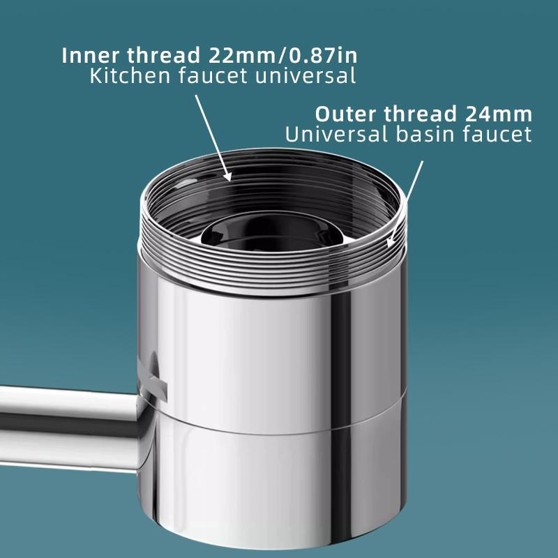 1080° Rotating Faucet Aerator Extender, Universal Splash Filter Kitchen Tap Extension, Solid Brass Made, 55/64 Inch & 15/16 Inch Threads Available 4