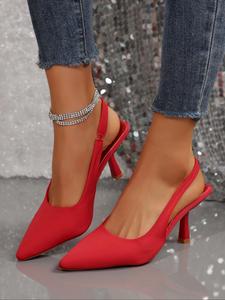 Women's Elegant Solid Color Comfortable High Heel Sandals, Fashionable Pointed Toe Sandals for Party, Daily Clothing Decor for Women & Girls, Stylish Footwear, Fancy Sandals, Classy Sandals