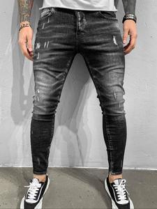 Men's Regular Fit Solid Color Ripped Jeans, Casual Comfy Denim Pants for Daily Wear, Fashion Men's Bottoms for All Seasons