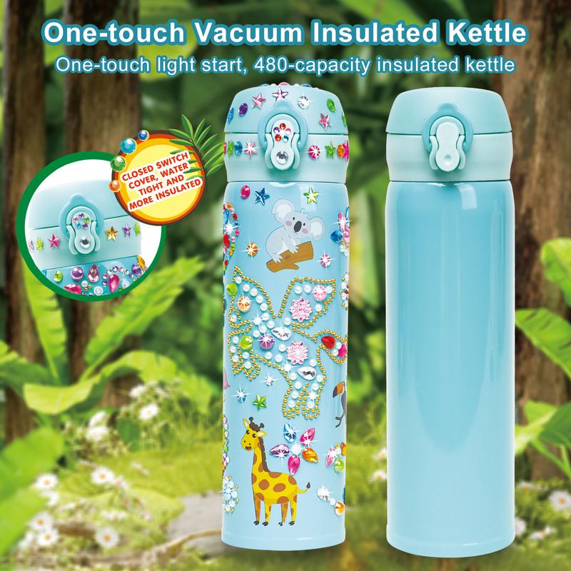 Product Introduction of [NovaHome] Unicorn Gemstone Sticker Sports Water Bottle - BPA Free Art and Craft Kit for Kids Age 6-12 Years Old, Leakproof and Decorate Your Own Water Bottle with Glitter Gems - Great Birthday, Valentines and Christmas Gift Idea for Children. 5