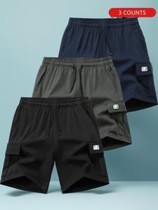 Men's Solid Color Pocket Cargo Shorts, Breathable Comfortable Shorts for Summer, Casual Men's Bottoms for Daily Wear