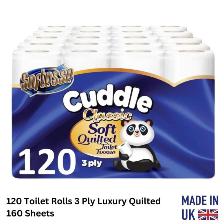 Bulk Buy 120 Non-Scented Toilet Roll Cuddle Tissue Paper Quilted Panda 3 PLY - Sheets Pack Wipes Cleaning 0
