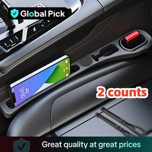 Car Seat Side Filler, PU Leather Car Seat Side Storage Strip, Phone Key Ticket Holder, Car Interior Accessories for Stowing & Tidying, Car Seat Organizer