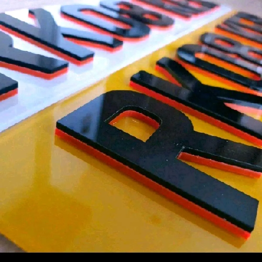 6mm Neon Red and Black 4D Car Number Plates