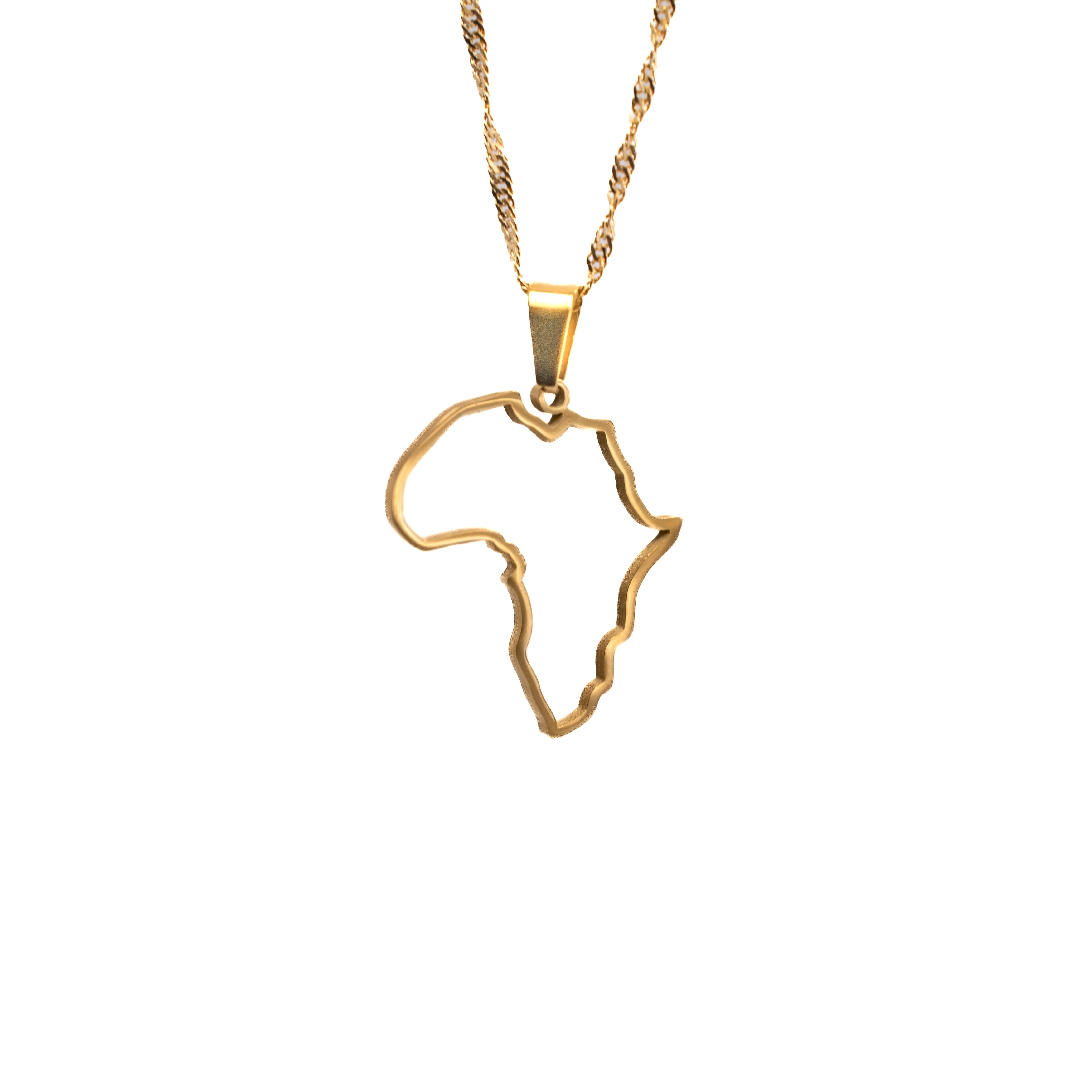 Africa Outline Pendant Necklace with Chain