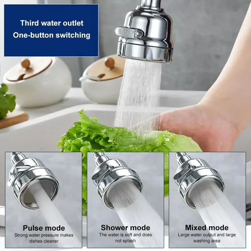 Kitchen Faucet Sprayer Attachment, Movable Faucet Extender for Kitchen Sink, 360° Rotatable Sink Faucet Head Anti-Splash Tap Booster Shower and Water Saving Faucet for Kitchen 3