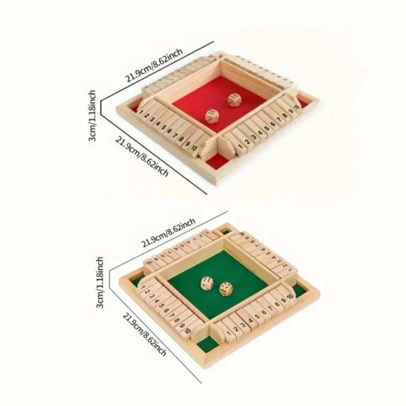 Classic Wooden Math Game for 2-4 Players - 8.85" Square, Solid Wood with Green Felt & Numbered Blocks + 8 Dice, Addition Fun for Adults, Standard Edition 6