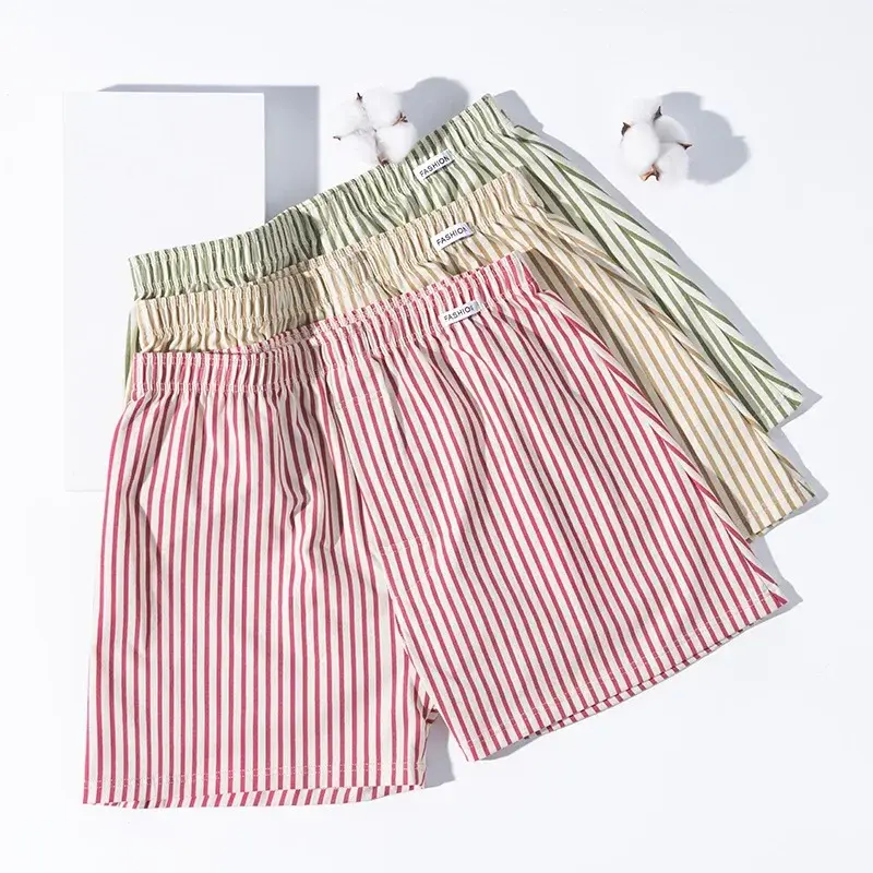 3Pack Mens Boxers Striped Aro Pants Cotton Boxershorts Men Pajama Pants Loose Breathable Boys Underwear Boxer Hombre Men Menswear Socks 3
