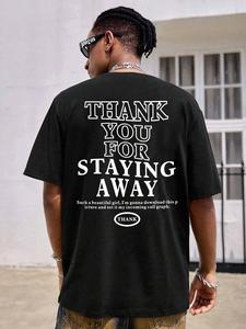 Men's Letter Print Round Neck Tee, Loose Casual Short Sleeve Crew Neck T-shirt for Summer, Fashion Men's Top for Daily Wear, Tropical