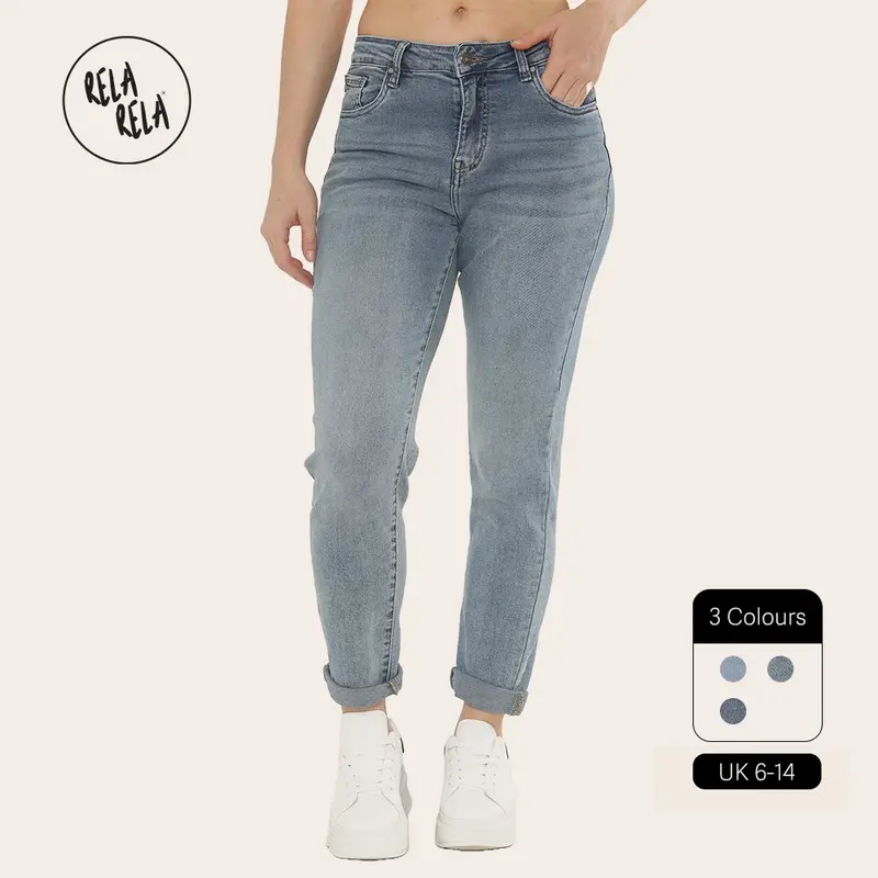 RELA RELA Regular Length Women's Viral Stretchy Slim Fit Mid-Waist Crop Jeans UK 6-14 0
