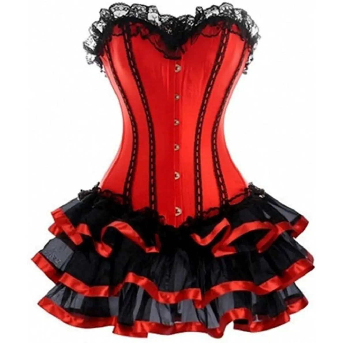 Kelvry Women's Sexy Gothic Lace up Boned Vintage Corset and Bustiers Dress with Skirt Plus Size