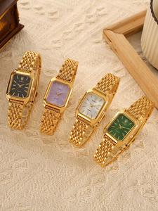4-piece Women's Exquisite Watch Set, Square Dial Fashion Watch, Stylish Gift for Birthday, Elegant Accessory for Women, Mom, Daughter & Girlfriend