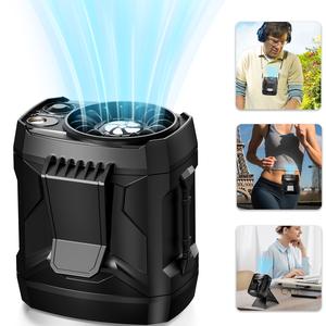 AKLLCCR Waist Fan, Personal Portable Desktop&Neck&Belt&Handheld Fan, 4-Speed Summer Air Cooling for Blue Collar, Office, Workout, Outdoor, Camping, Makeup, Kitchen, Work