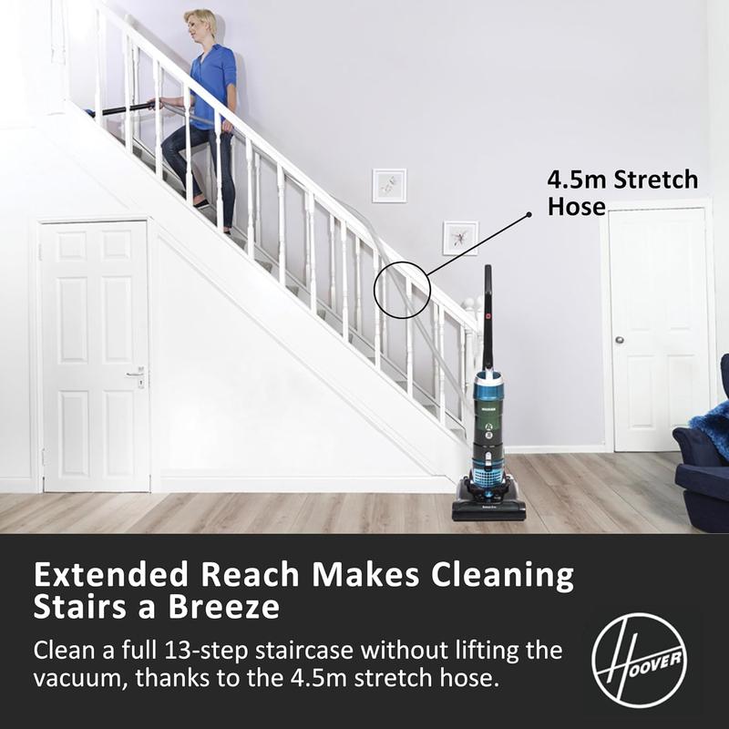Hoover Breeze EVO Bagless Upright Vacuum Cleaner - Lightweight and Compact Design with Long Reach 4.5m Stretch Hose and 7m Power Cord - 3L Large Dust Capacity - Powerful Suction TH31BO01 1