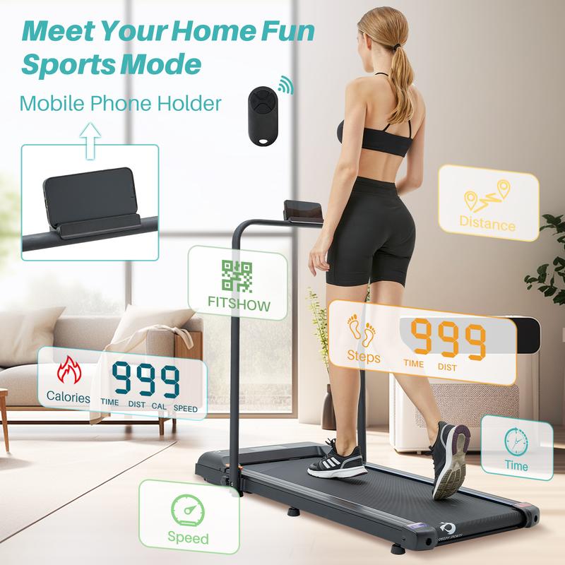 Stay Active with 2-in-1 Foldable Walking Pad Treadmill | Under Desk & With Handle | 2.0HP Quiet Motor | App & Remote Control | Portable Design | LED Display | Supports 110KG | Walk, Jog, or Run Anytime! ‍️ 5