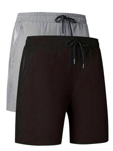 Men's Solid Drawstring Waist Track Shorts, Casual Breathable Elastic Waist Pocket Shorts for Summer, Men's Bottoms for Daily Wear