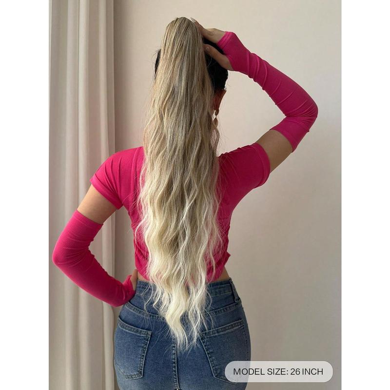 Ponytail Extensions Hair Long Water Wave Hair Heat Resistant Fiber Synthetic Hairpiece For Women Girls Party Daily Use 5