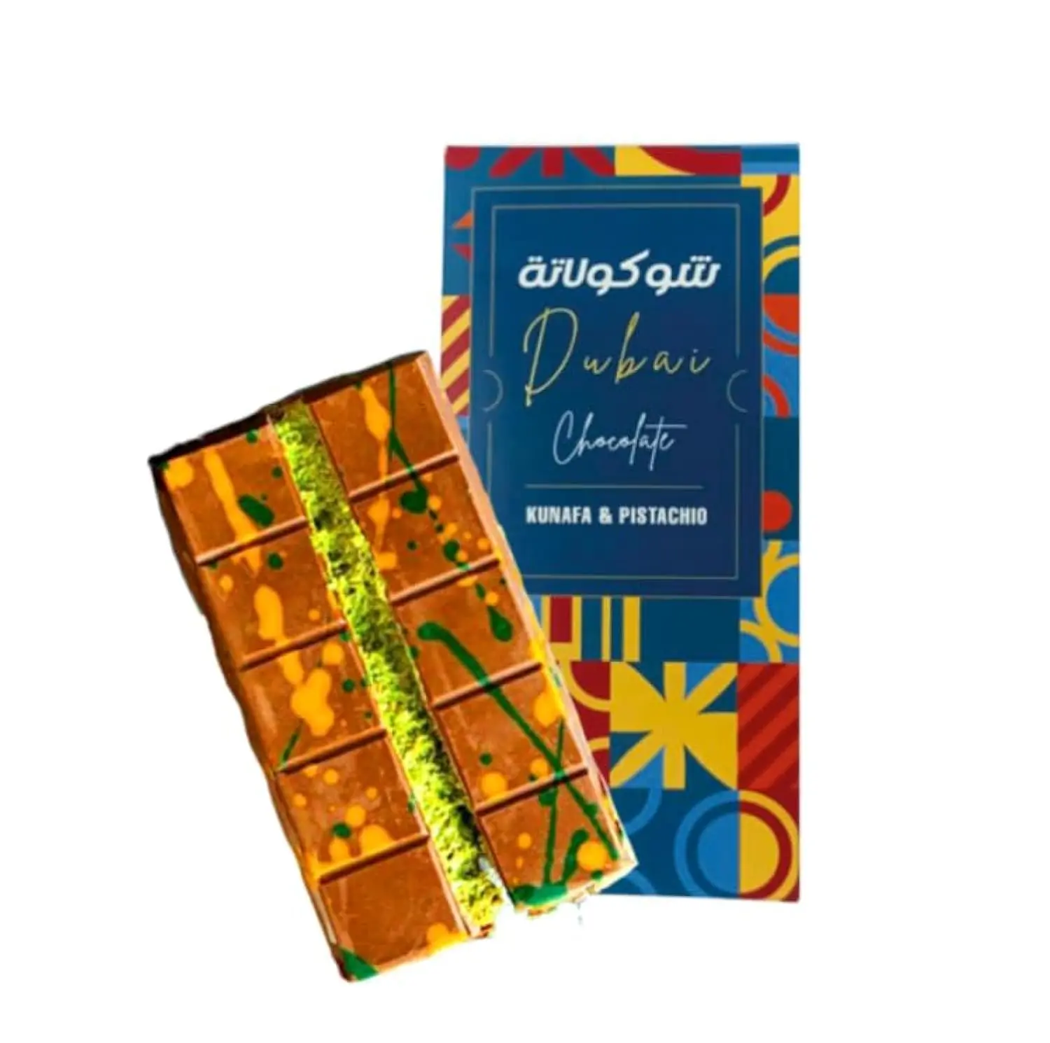 Le Damas Chocolate Dubai: chocolate bar with pistachio cream and kunafa filling 200g