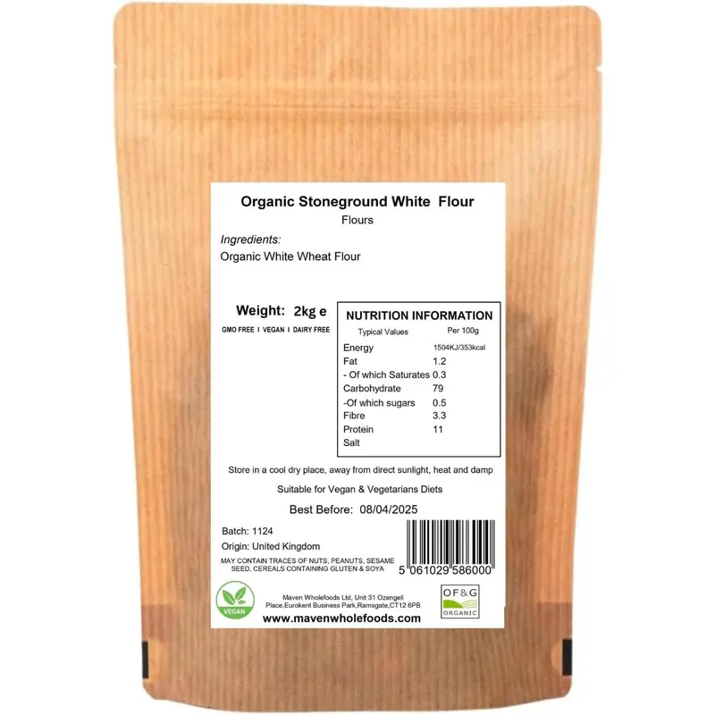 Maven wholefoods Organic Stoneground White Flour 2kg | Raw | GMO Free | High Fibre & Protein | Certified Organic | Suitable for Vegetarian & Vegan | Packed Fresh in Resealable Bags (2kg) 4