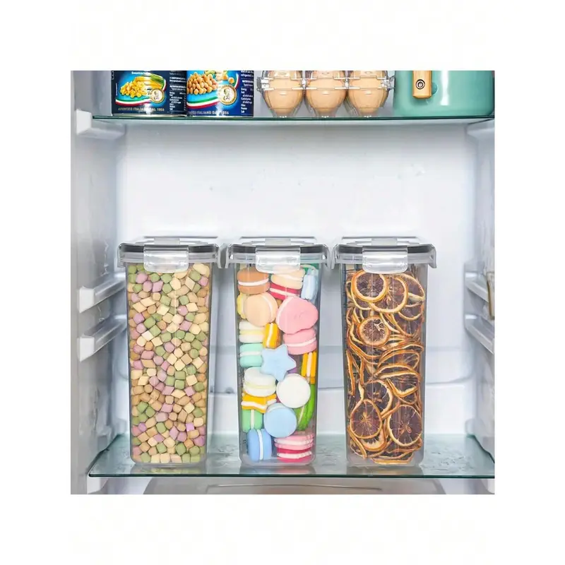 4pcs 2.5L Stackable Large Capacity Food Storage Container With Lid, Coffee Storage Container, Multi-Functional And Reusable Food Storage Sealed Box, Used For Flour, Sugar, Dried Fruits, And Pasta, Kitchen Sorting And Storage, Kitchen Accessories 3