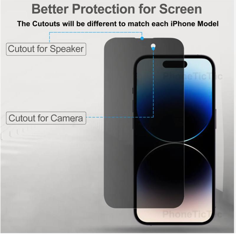 Full Privacy Tempered Glass Screen Protector for iPhone 16 pro max Protection Resistance Protective Smartphone Cover Space Durable 2