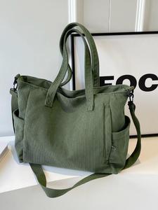 Women's Autumn and Winter Striped Corduroy Tote Bag, Large Capacity Crossbody Bag for Student Class, Crossbody Tote Bag with Detachable Adjustable Shoulder Strap, Valentine's Day Gift for Girls, Women's Wallet