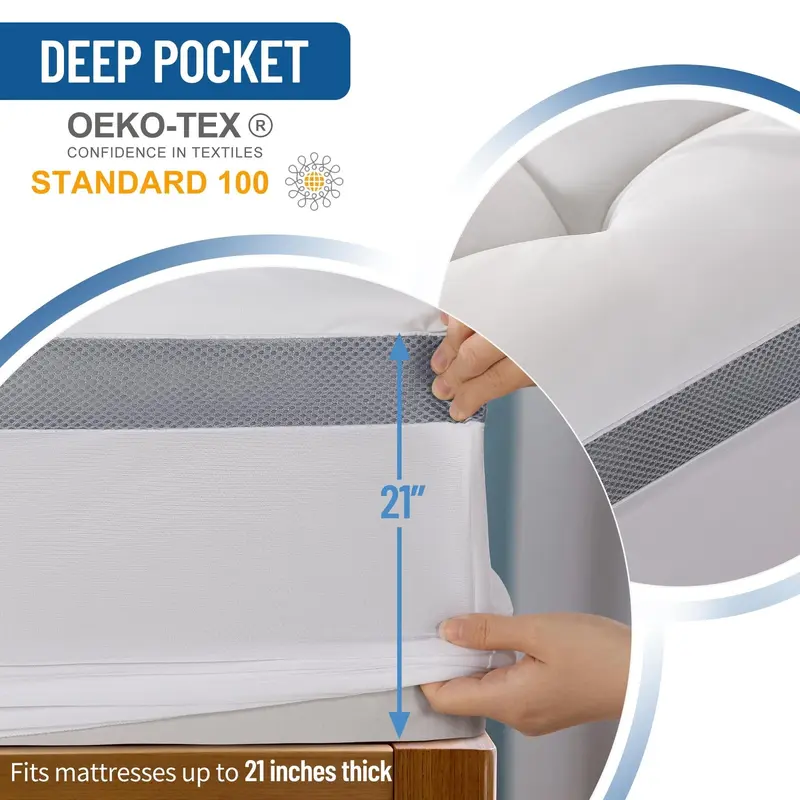 AIR FLOW COOLING MATTRESS TOPPER - 05cm Deep, Ultimate Comfort No-Slip Design with Deep Elastic Pockets, Ideal for Back Pain and Sleep Comfort, Thick Hollow Fiber Filling Mattress Pad Protector, All Sizes UK 5