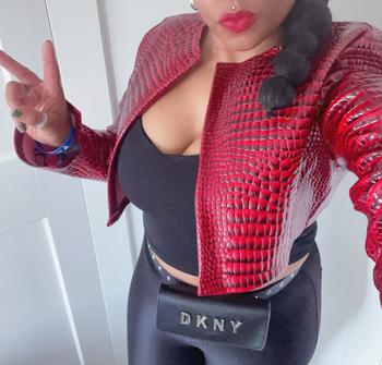 Product Review of Women's Snake Skin Pattern Faux Leather Jacket, Casual Long Sleeve Open Front Outerwear for Fall & Winter, Ladies Clothes for Daily Wear from C**e C**s C**s 0