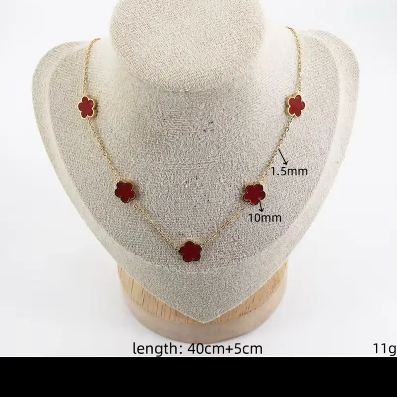 Fashion Shell Clovers Five Leaf Flower Necklace Stainless Steel Five Leaf Luck Clover Jewelry in Various Colors 3