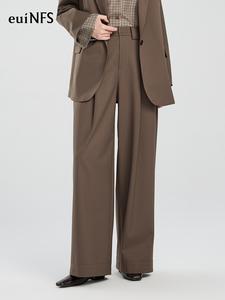 [euiNFS] Women’s High Waist Wide Leg Tailored Trousers – Elegant Office Work Pants, Loose Straight Suit-Style Slacks【E123297】