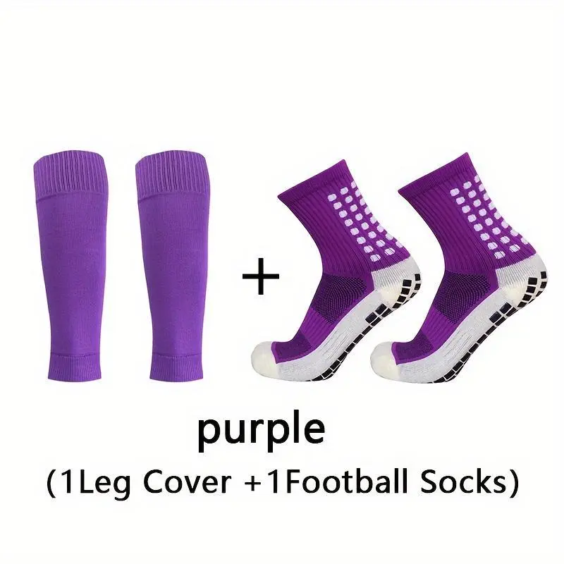 2pcs set of thickened towel bottom football socks and leg protectors 8
