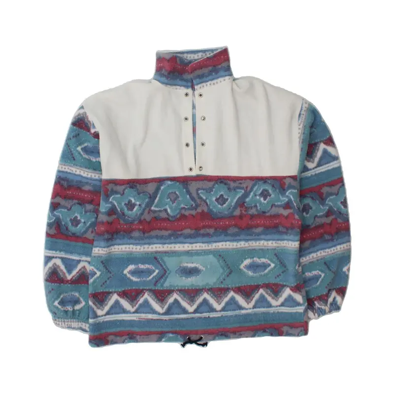 Pre-Owned VINTAGE Womens Fleece Jumper UK 18 XL Blue Fair Isle 1