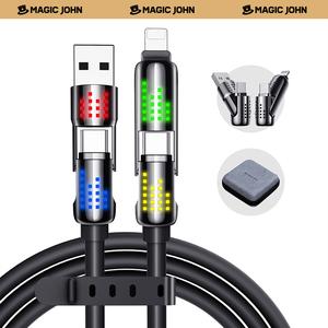 New-MAGIC JOHN 4-in-1 Charging Cable, Super Fast 240W Charging with RGB Light