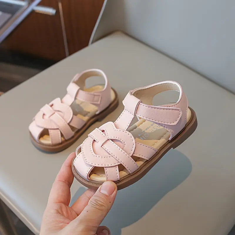 Trendy Solid Color Sandals For Girls, Breathable Lightweight Sandals For Indoor Outdoor Beach, Spring And Summer 3