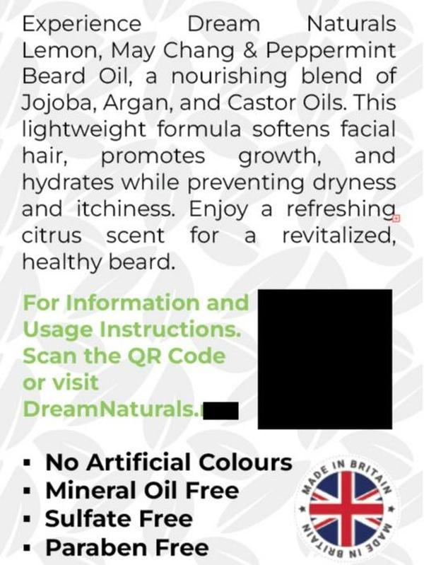 Dream Naturals - Lemon, May Chang and Peppermint Beard Oil - 30 ml - Nourishing Hydration, Enhance Growth, Control Frizz, Sooth Irritation and redness Hair Care Aroma 4