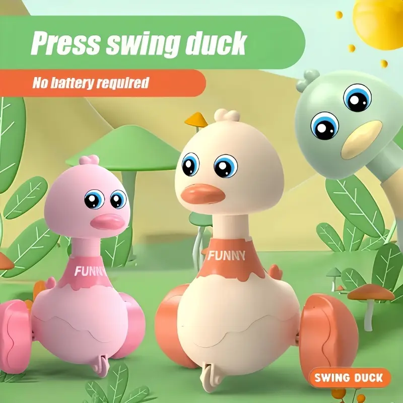 ORACEGRA   One Piece Press-and-Go Little Duck Car Toy with an Animal Theme - Operated Manually without Batteries, Crafted from Multicolored Plastic. A Perfect Gift for Christmas and Birthdays. 3
