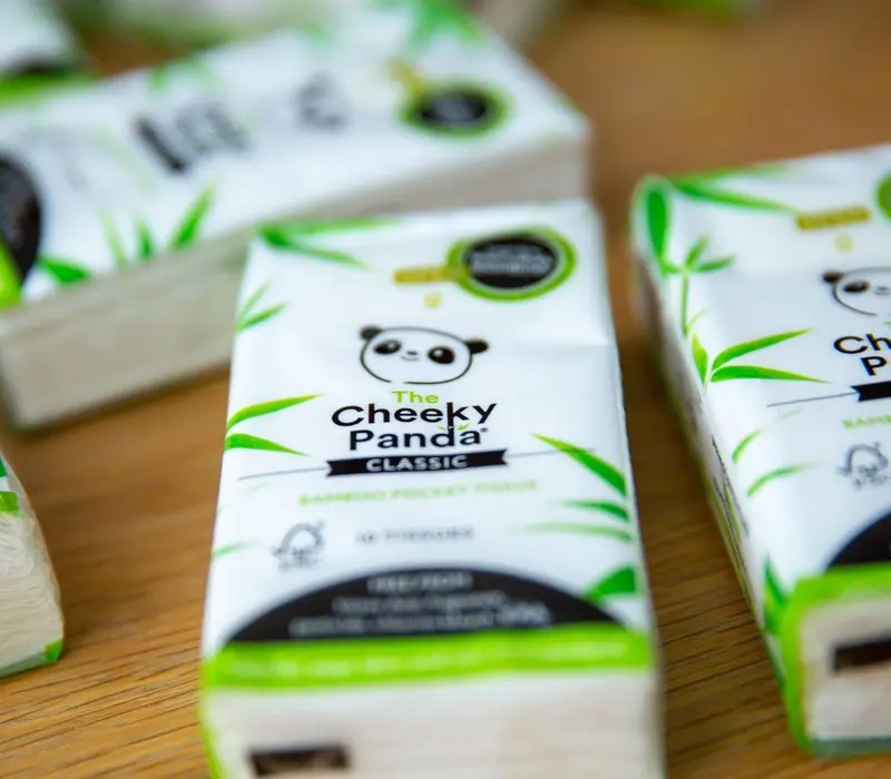 The Cheeky Panda Bamboo Pocket Tissues, 8 Pack of 10 Hypoallergenic Tissues, Ultra Soft, 3-Ply, White, Travel Size Cleaning Napkin 4